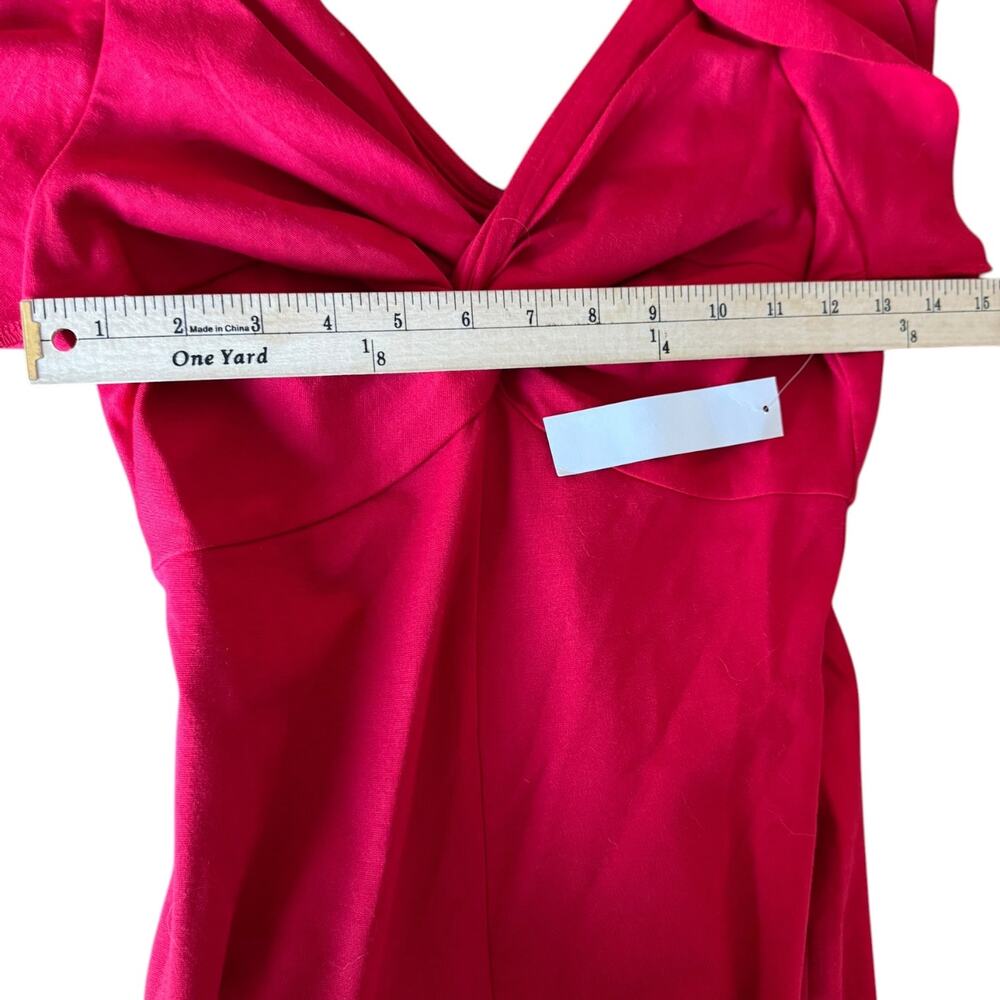Venus Red Jumpsuit Womens Size 4 Ruffle Sleeve Wide Leg V Neck Formal Party NWT - Picture 11 of 12